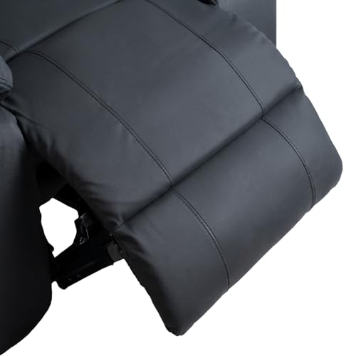MEBEL ELITE Jasper – Massagesessel Schwarz aus Kunstleder – Exklusiver Relaxsessel in Lederoptik mit Massagefunktion – Elektrisch Verstellbarer Massagestuhl für Heimkino & Wohnzimmer