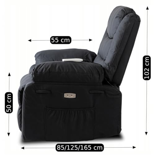 MEBEL ELITE Jasper – Massagesessel Schwarz aus Kunstleder – Exklusiver Relaxsessel in Lederoptik mit Massagefunktion – Elektrisch Verstellbarer Massagestuhl für Heimkino & Wohnzimmer