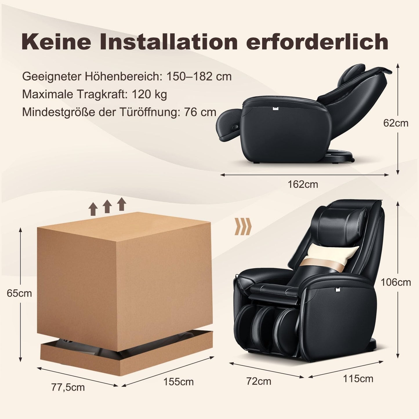 COSTWAY Elektrischer Massagesessel, Zero Gravity SL Spur Massagestuhl, Relaxsessel Liegestuhl mit Ganzkörpermassage, Rückenheizung, Wadenairbag-Massage, Fernbedienung, Rädern & Kissen (Schwarz)