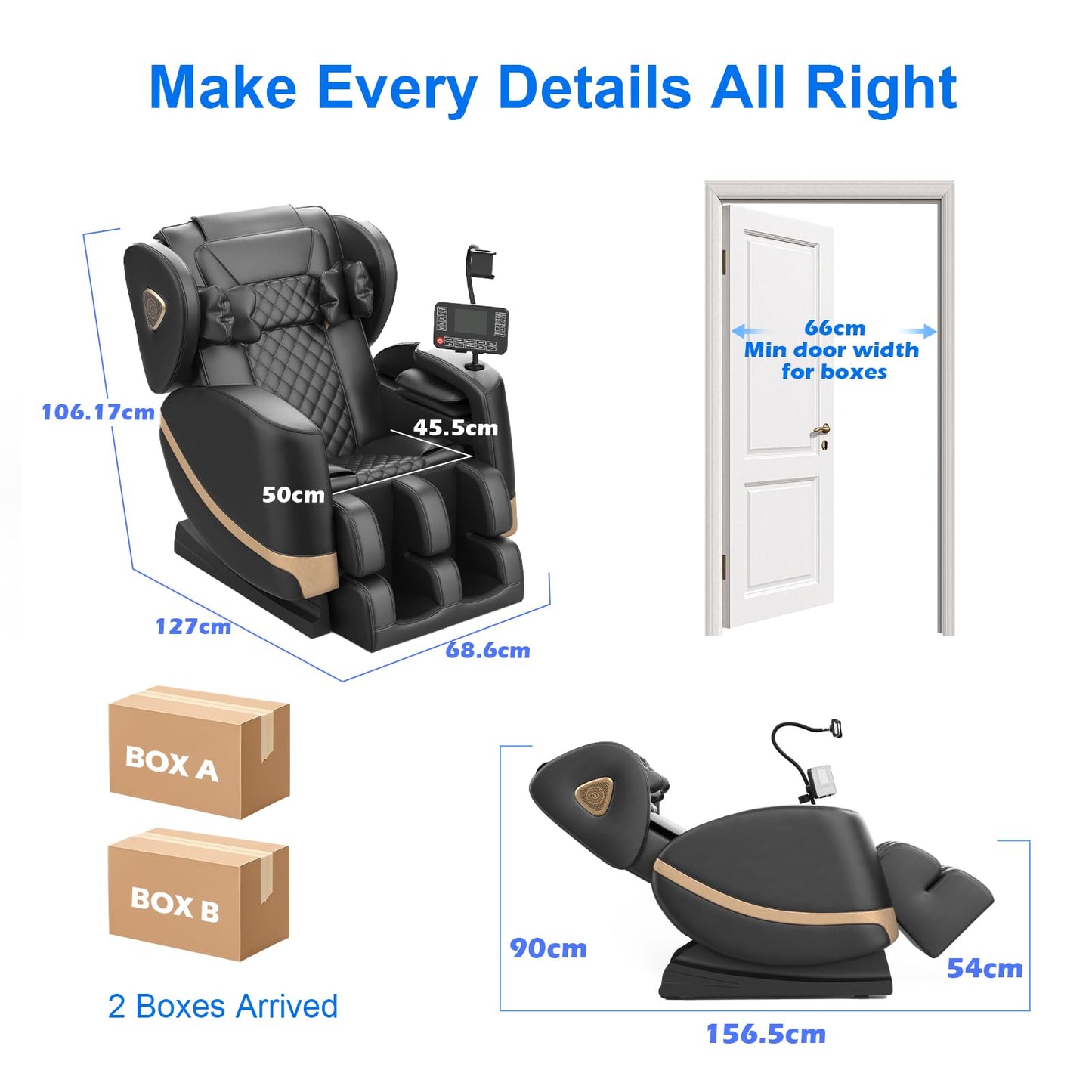Massagesessel Ganzkörper, Zero Gravity Relaxsessel Massagestühle mit Taillen- und Beinheizung, Komfort-Airbags, Fußrollen, 10 Massagerollen, Bluetooth-Lautsprecher, Fernbedienung
