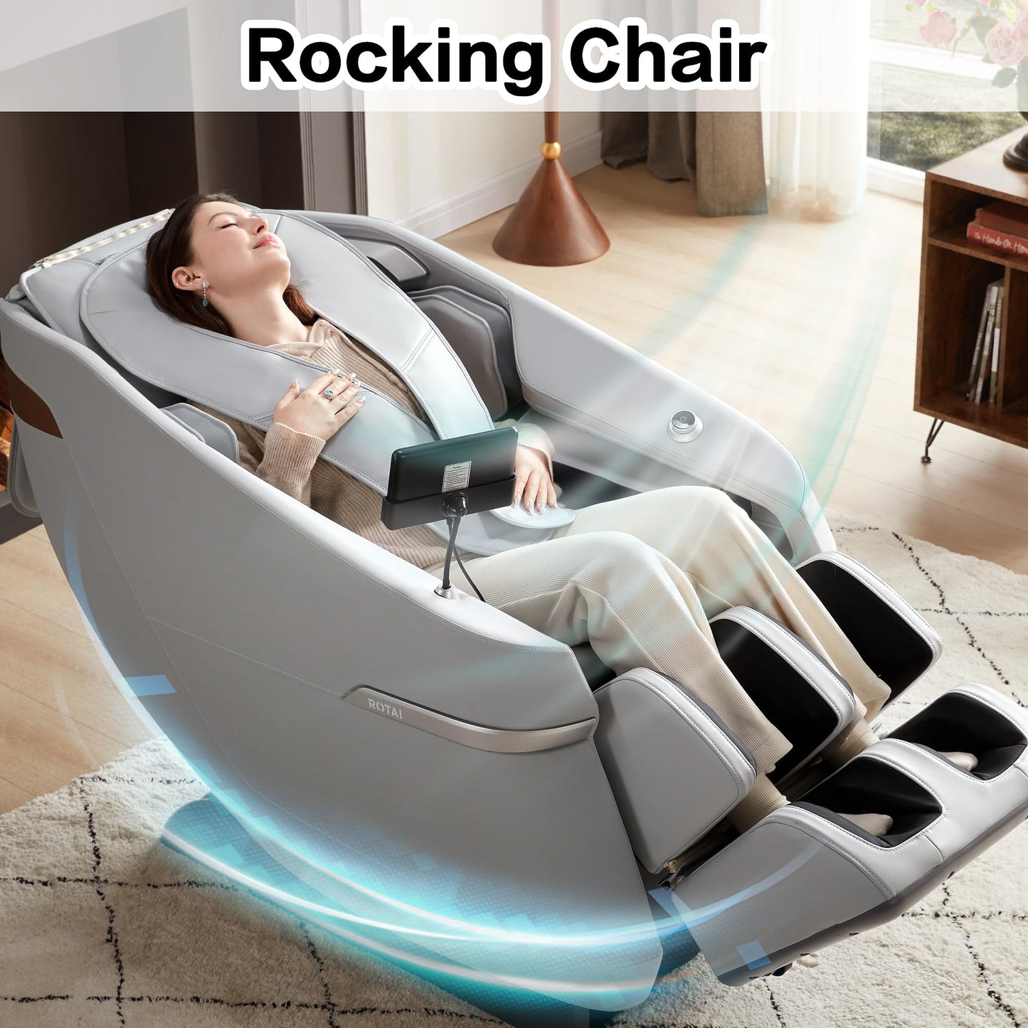 ROTAI Massagesessel-Sofastuhl mit Ganzkörpermassage, Zero Gravity, Robotische Hände, Shiatsu-Massage, Bluetooth-Lautsprecher, Wärmefunktion