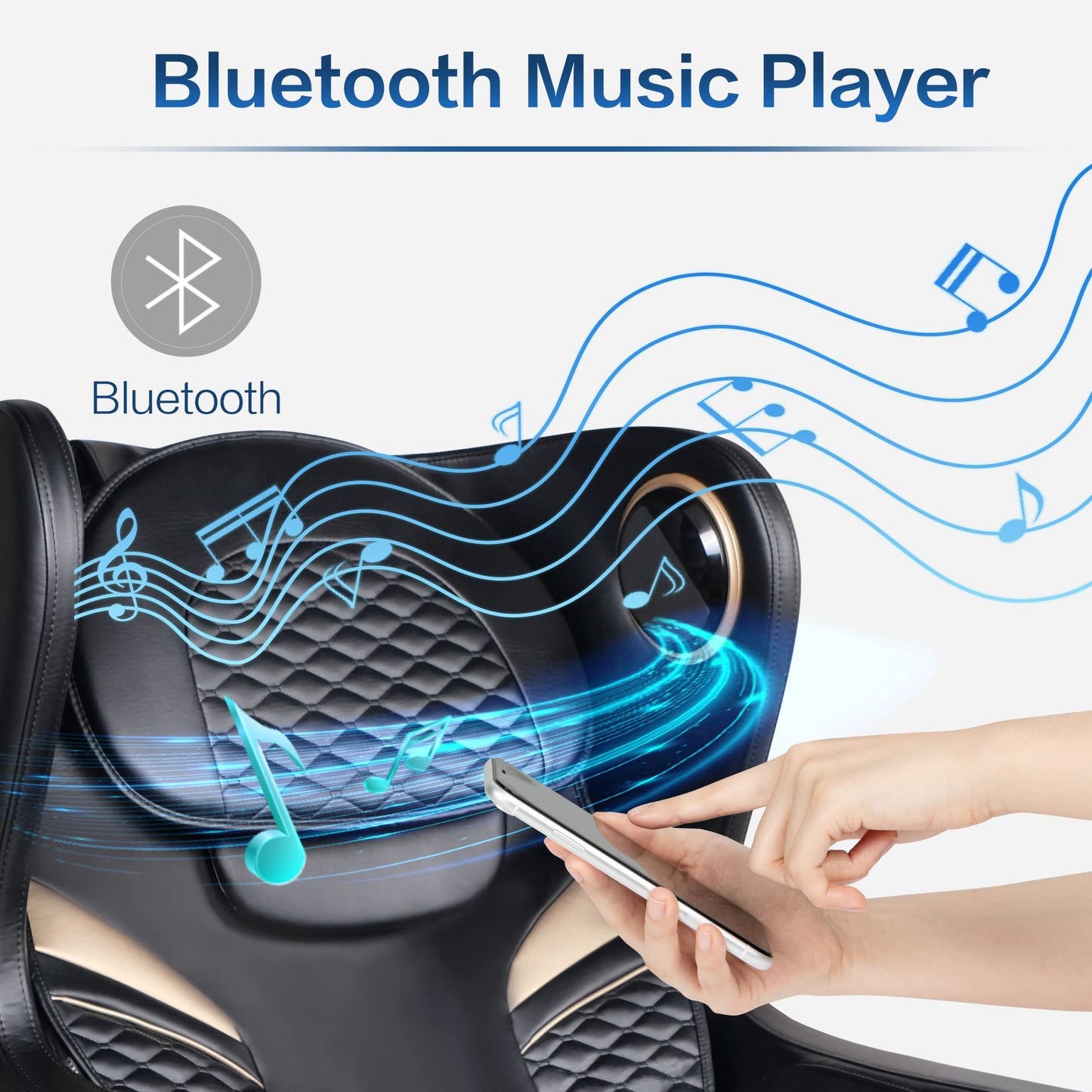Rotai Massagesessel 3D Massagestuhl mit SL-Schiene Elektrischer Fernsehsessel Kleiner Massagesessel mit Automatikprogramme-USB, Bluetooth