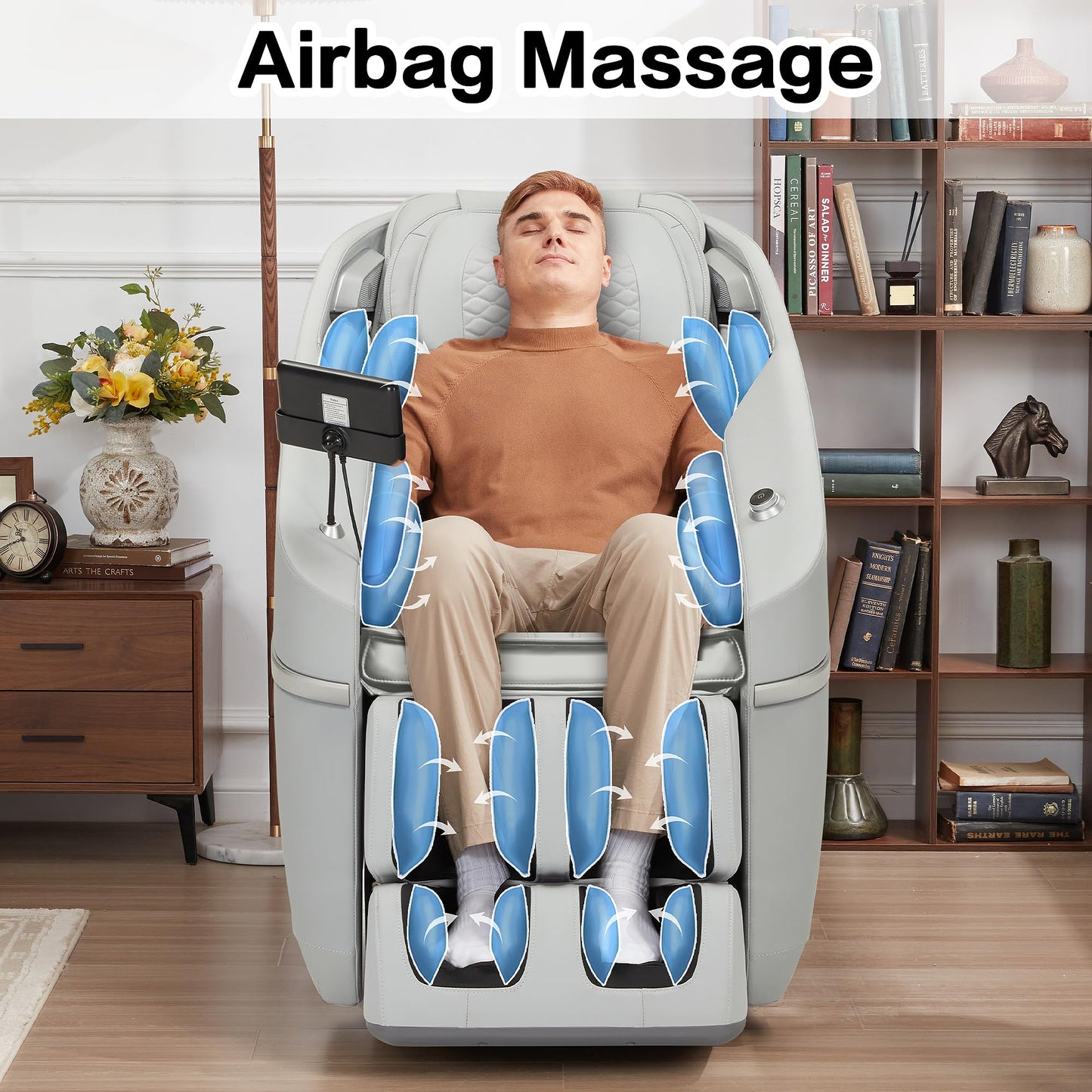ROTAI Massagesessel-Sofastuhl mit Ganzkörpermassage, Zero Gravity, Robotische Hände, Shiatsu-Massage, Bluetooth-Lautsprecher, Wärmefunktion