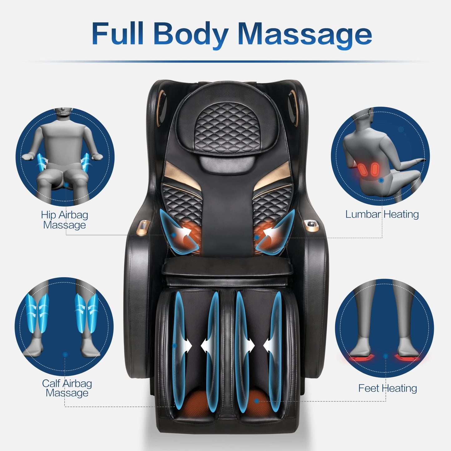 Rotai Massagesessel 3D Massagestuhl mit SL-Schiene Elektrischer Fernsehsessel Kleiner Massagesessel mit Automatikprogramme-USB, Bluetooth