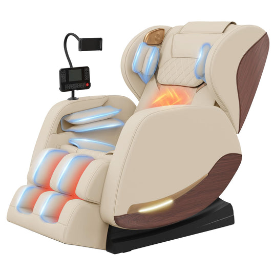Ganzkörper Massagesessel mit 14 Massagerollen, 8 Airbags, Massagesessel mit Wärmefunktion-Beine und Taillenheizung, Bluetooth-Lautsprecher, Touchscreen-Controller, Zero-Gravity-Liegestuhl für Heimkino