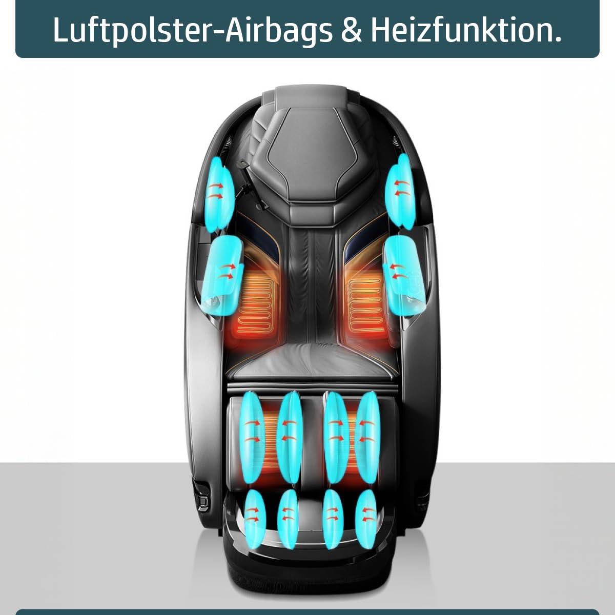 AMBINESS Massagesessel Relaxsessel YUNA | 60 Massageprogramme | deutsche Bediensprache | Zero Gravity-Funktion | 3D-Massagetechnologie Ganzkörpermassage + Wärmefunktion | Vitalwertmessung | Cognac