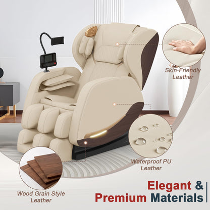 Ganzkörper Massagesessel mit 14 Massagerollen, 8 Airbags, Massagesessel mit Wärmefunktion-Beine und Taillenheizung, Bluetooth-Lautsprecher, Touchscreen-Controller, Zero-Gravity-Liegestuhl für Heimkino