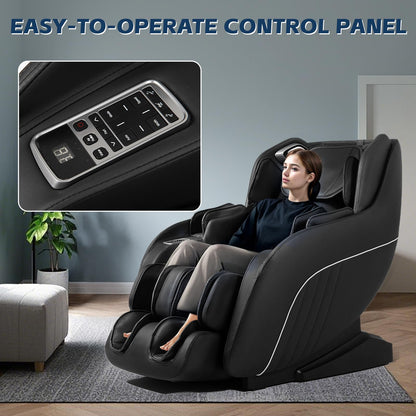 HealthRelife Massagestuhl mit Shiatsu Massagesessel Ganzkörpermassage Zero Gravity, Bluetooth, DIY Mode(Schwarz)