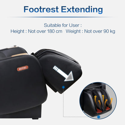 Rotai Massagesessel 3D Massagestuhl mit SL-Schiene Elektrischer Fernsehsessel Kleiner Massagesessel mit Automatikprogramme-USB, Bluetooth