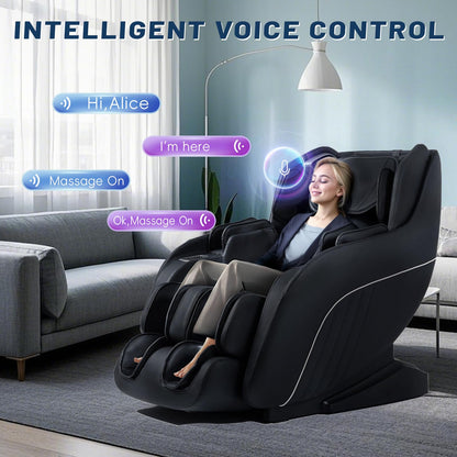 HealthRelife Massagestuhl mit Shiatsu Massagesessel Ganzkörpermassage Zero Gravity, Bluetooth, DIY Mode(Schwarz)