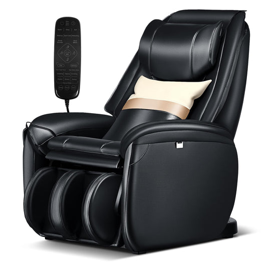 COSTWAY Elektrischer Massagesessel, Zero Gravity SL Spur Massagestuhl, Relaxsessel Liegestuhl mit Ganzkörpermassage, Rückenheizung, Wadenairbag-Massage, Fernbedienung, Rädern & Kissen (Schwarz)