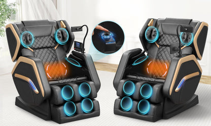 NAGLIFOR Massagesessel,Ganzkörper-Massagestuhl, 14 Massagerollen, Rücken- und Beinheizung, Fußmassage, 8 Airbags, Bluetooth-Lautsprecher, Touch-Fernbedienung für Familie und Freunde