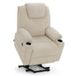 M MCombo Fernsehsessel mit Aufstehhilfe Elektrisch, Relaxsessel mit Liegefunktion bis 140°, Sessel mit Aufstehhilfe, mit Massage & Heizung, Knopf & Fernbedienung Verstellbar, 7040 (Stoff, Beige)